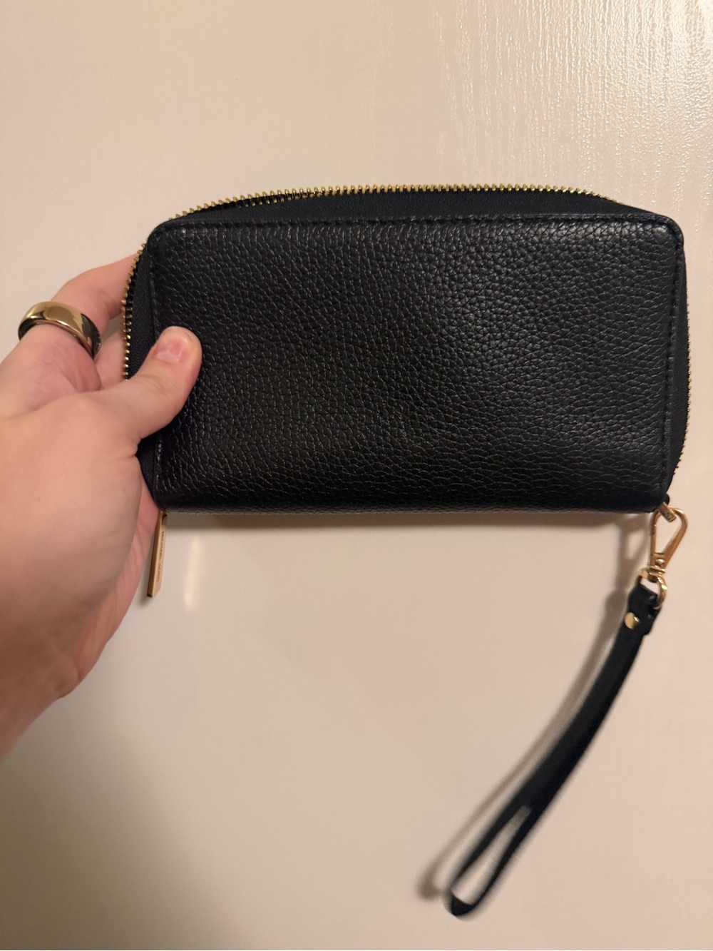 Michael Kors Black Pebbled Leather Wristlet with Gold Hardware - Picture 2 of 3